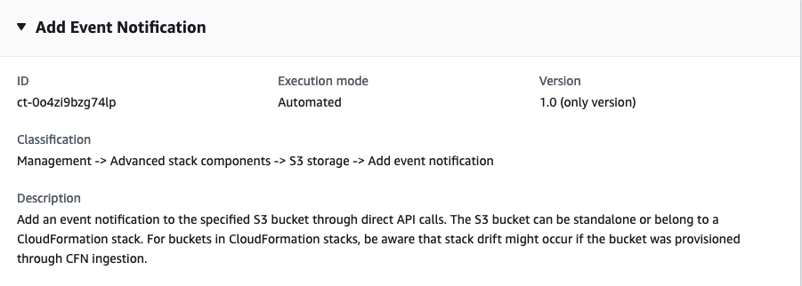 主控台中的此變更類型範例。