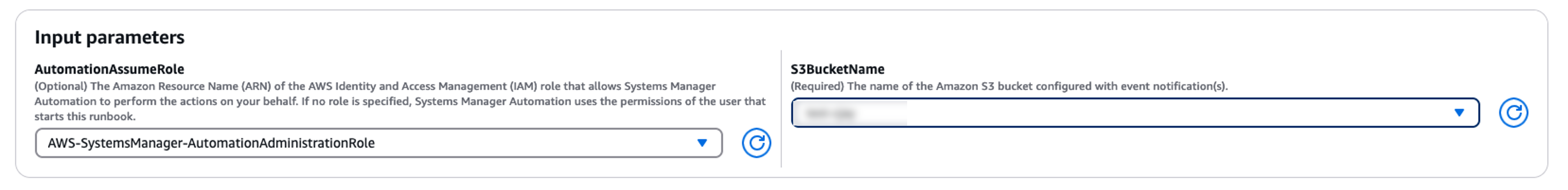 AWSSupport-TroubleshootS3EventNotification Runbook 執行輸入參數。