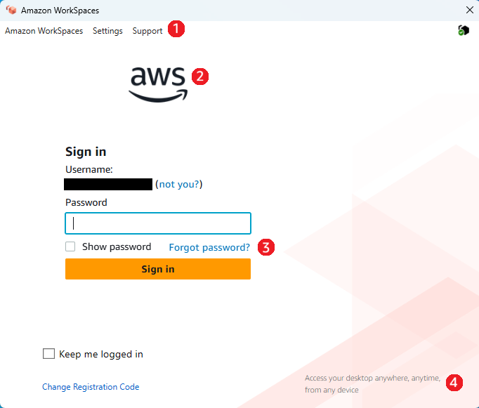 WorkSpaces 用戶端登入畫面 - 新的登入流程