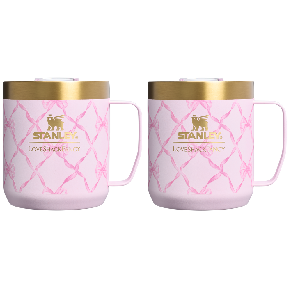 Stanley 1913 Stanley 1913 x LoveShackFancy Holiday Everyday Camp Mug Set 12 OZ in Baby Bow Pink Peppermint | View 1