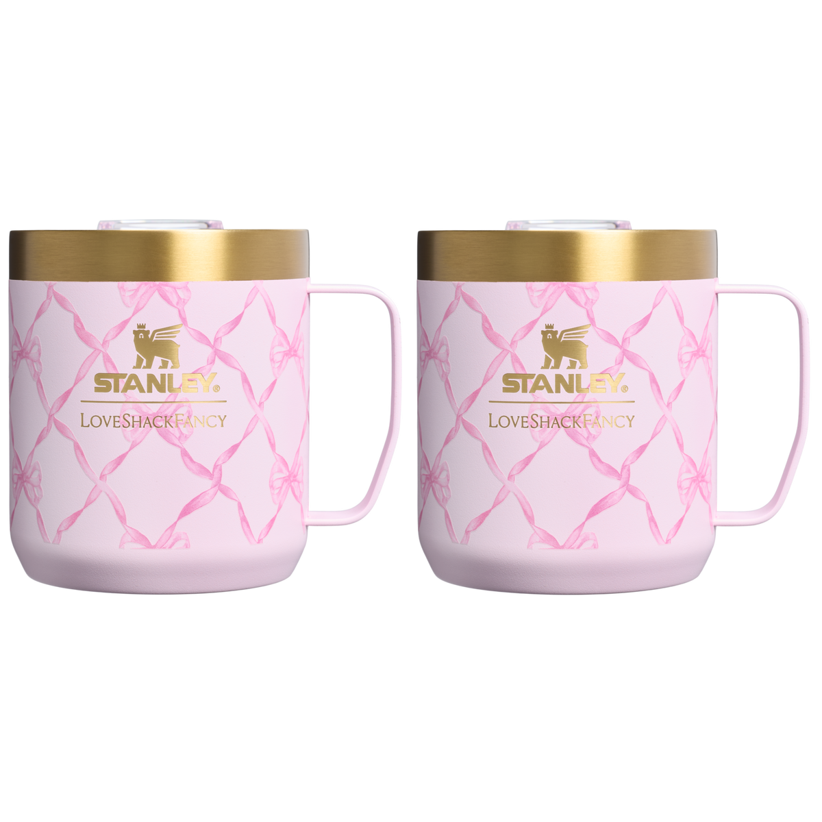 Stanley 1913 Stanley 1913 x LoveShackFancy Holiday Everyday Camp Mug Set 12 OZ in Baby Bow Pink Peppermint | View 1
