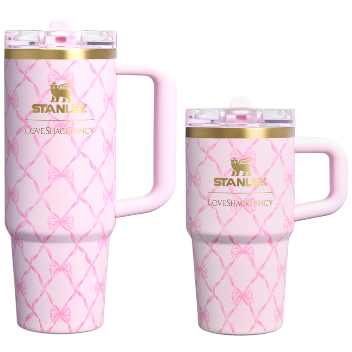 Stanley 1913 Stanley 1913 x LoveShackFancy Holiday The Quencher® Details ProTour Tumbler Set 2-pack in Baby Bow Pink Peppermint