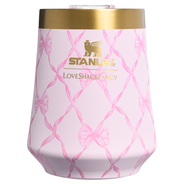 Stanley 1913 Stanley 1913 x LoveShackFancy Holiday Reserve Wine Tumbler 11 OZ in Baby Bow Pink Peppermint