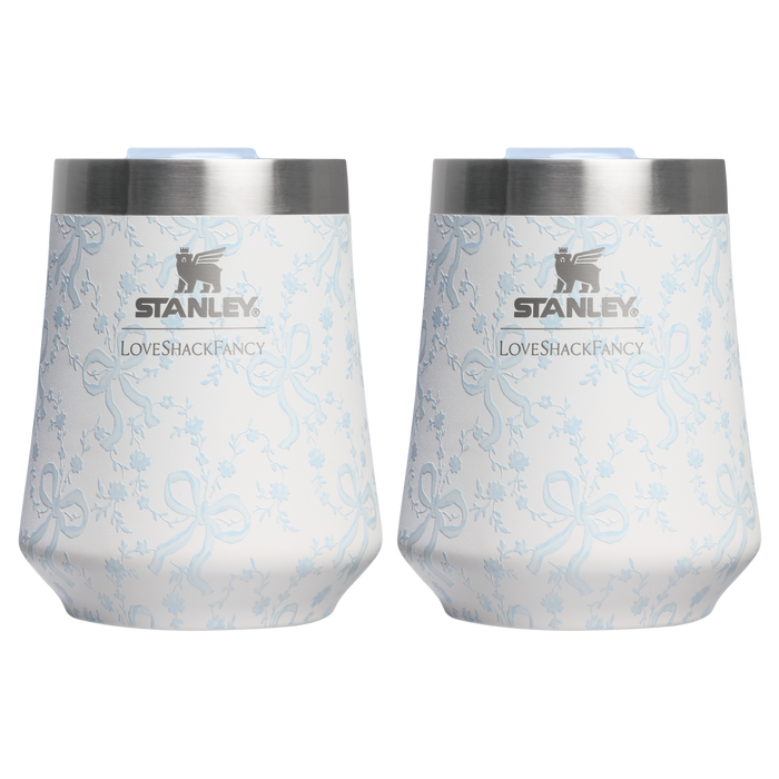 Stanley 1913 Stanley 1913 x LoveShackFancy Holiday The Reserve Wine Tumbler Set 11 OZ (2-pack) in Coquette Bow Winter Ice