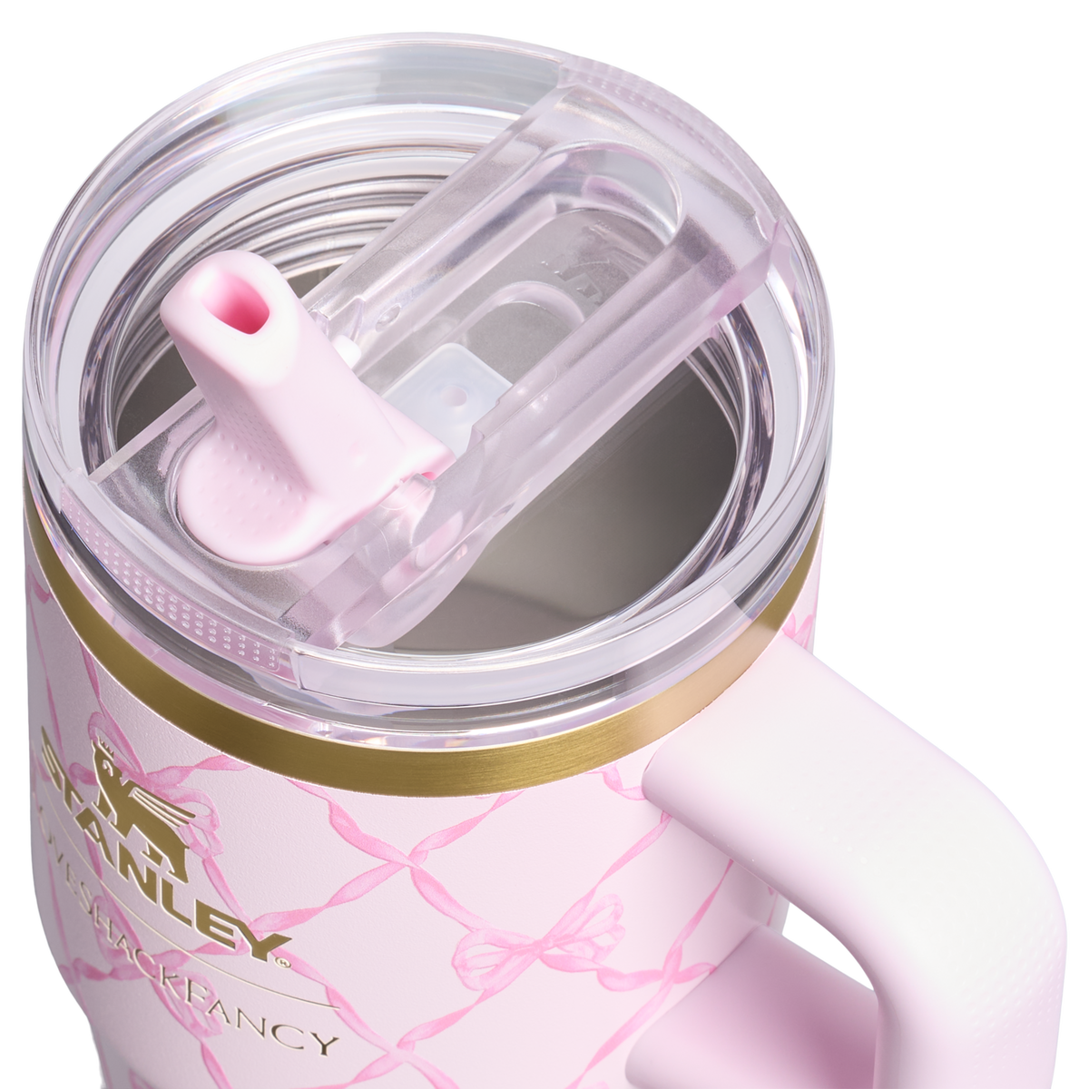 Stanley 1913 Stanley 1913 x LoveShackFancy Holiday The Quencher® Details ProTour Tumbler Set 2-pack in Baby Bow Pink Peppermint | View 7