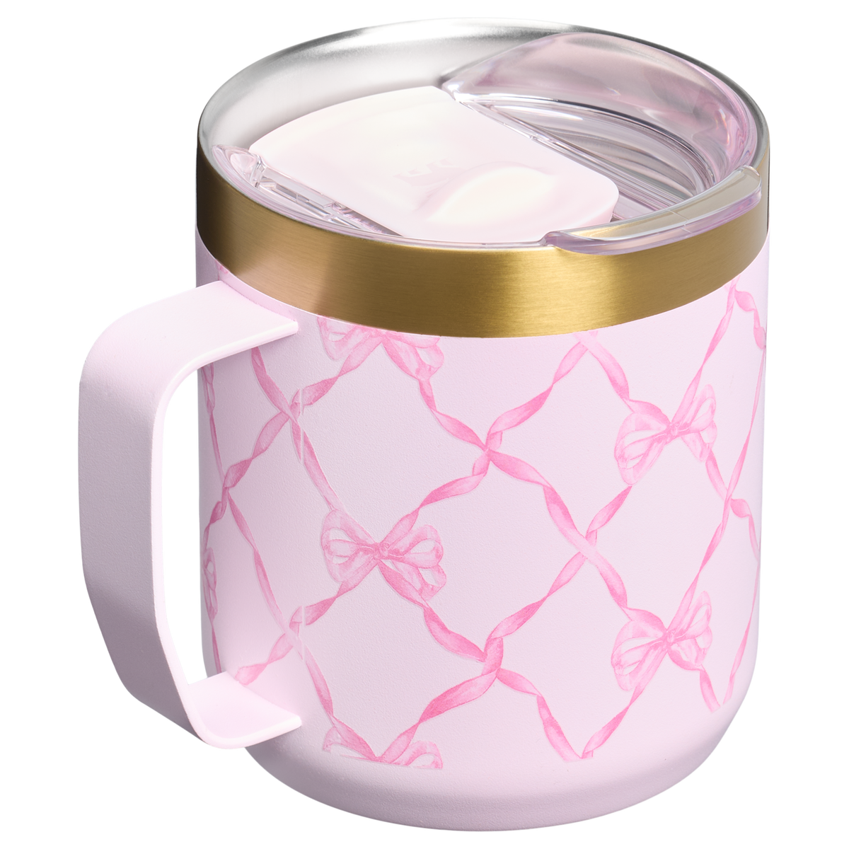 Stanley 1913 Stanley 1913 x LoveShackFancy Holiday Everyday Camp Mug Set 12 OZ in Baby Bow Pink Peppermint | View 3