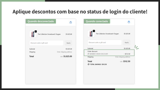 Aplique descontos com base no status de login do cliente!