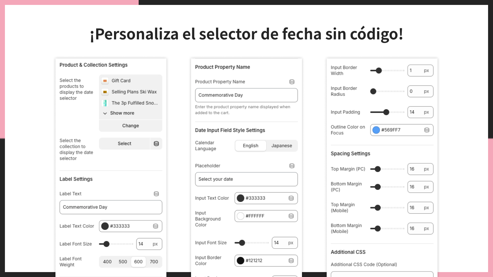 ¡Personaliza el selector de fecha sin código!
