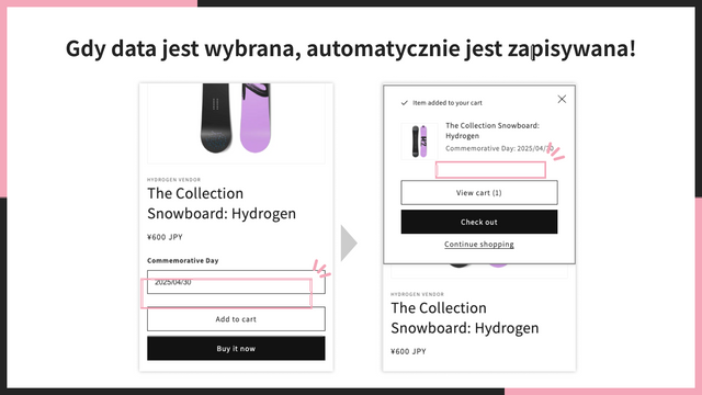 Gdy data jest wybrana, automatycznie jest zapisywana!