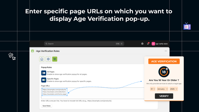 select to show which page age verify popup will show.