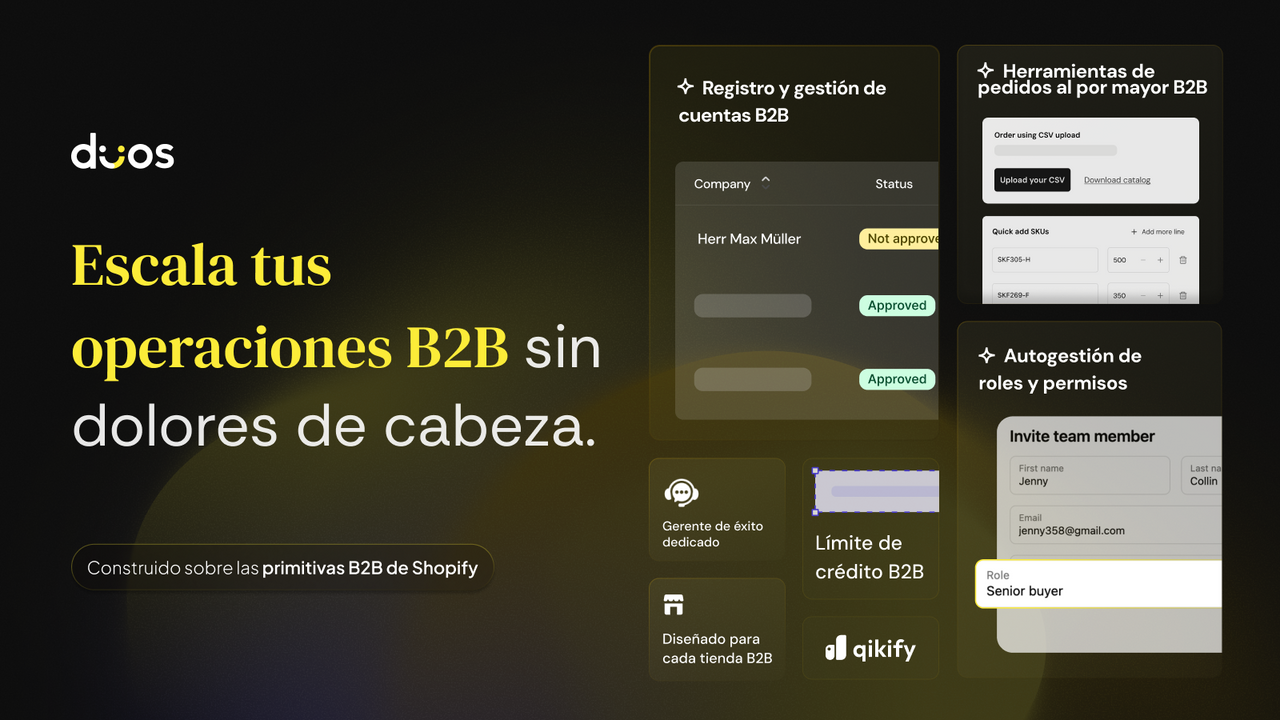 Gestión B2B de Duos y pedidos rápidos con cotizaciones