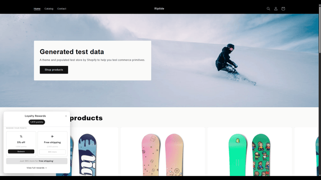 Storefront cart widget with points balance and rewards