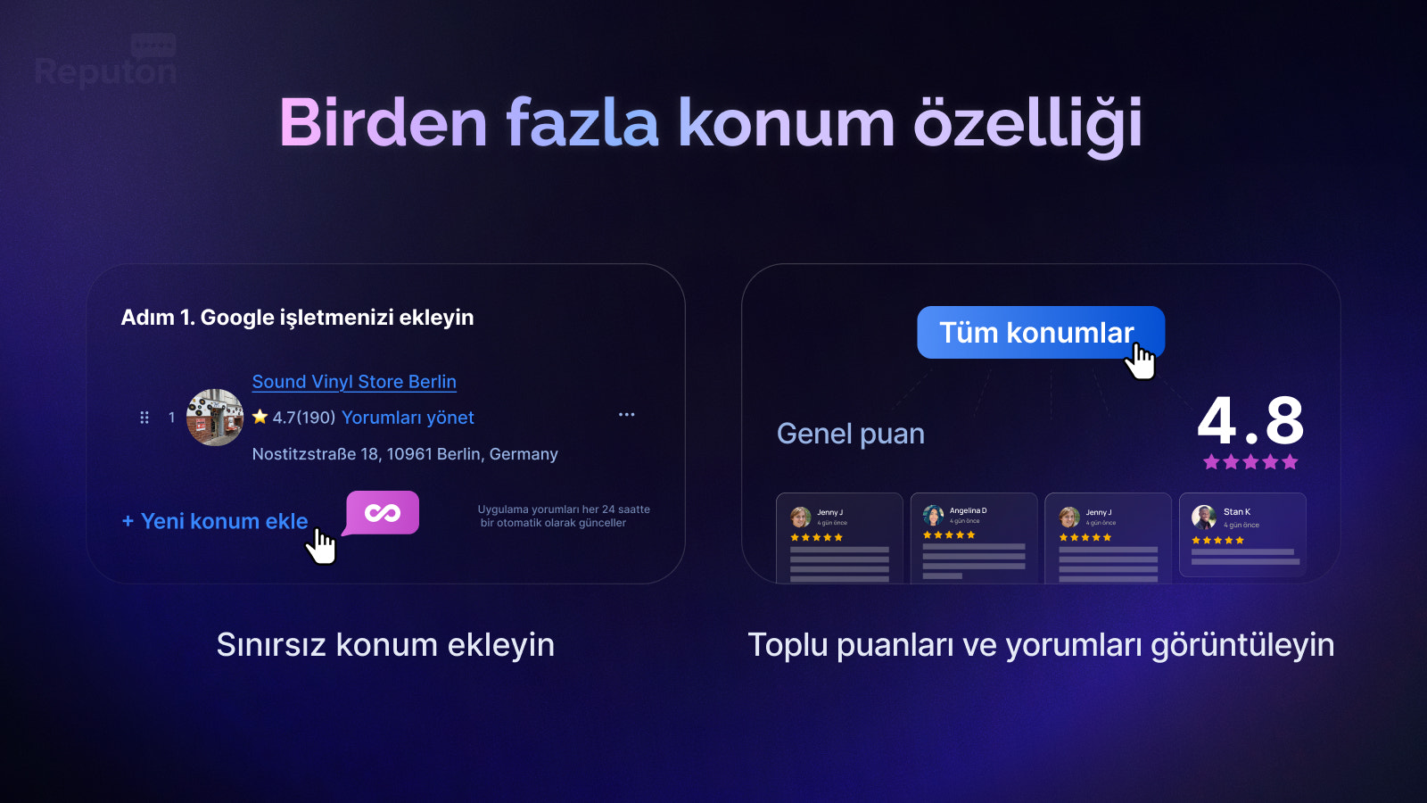 Google Yorumları  çoklu konumlar