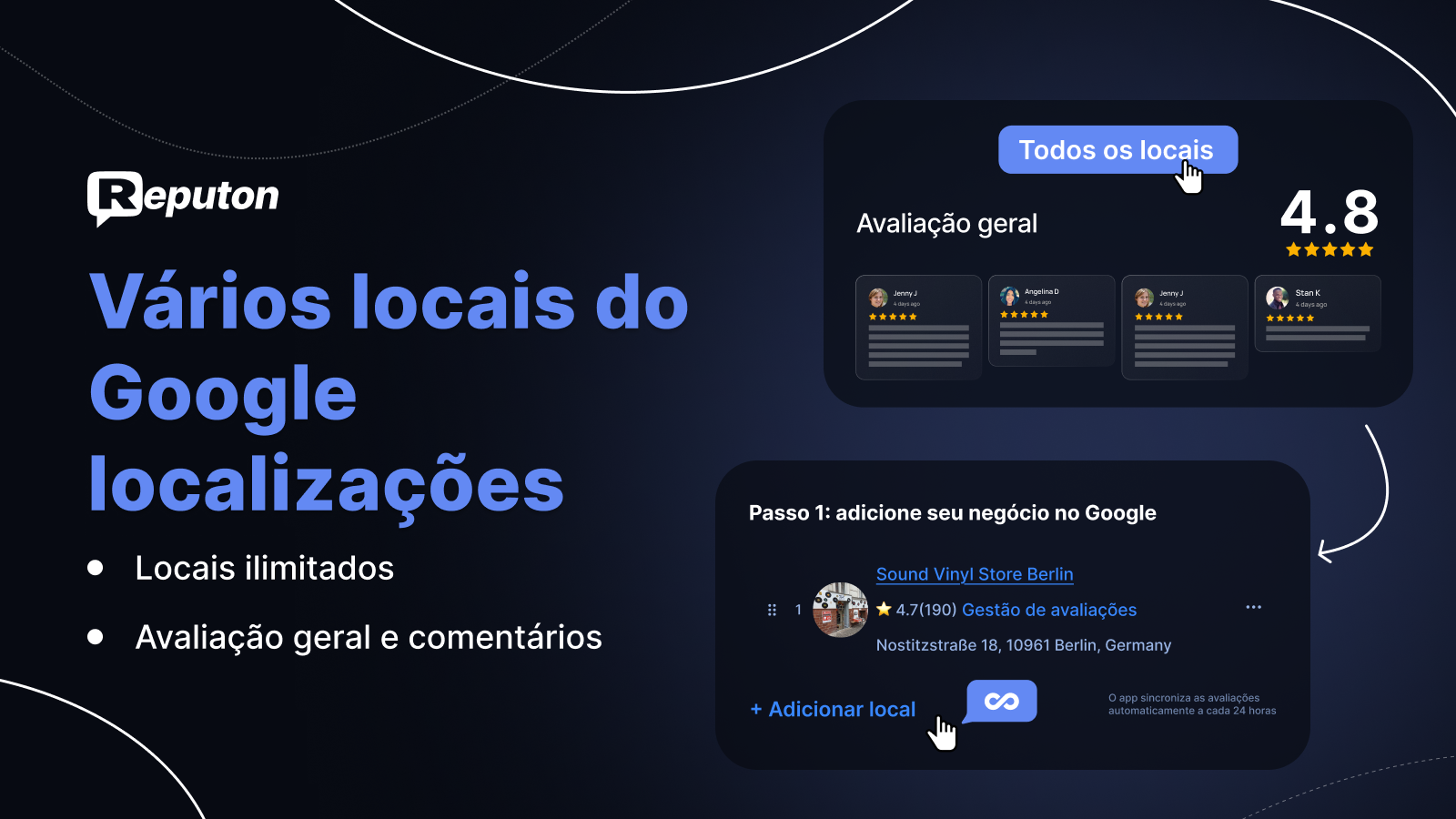Avaliações do Google em vários locais