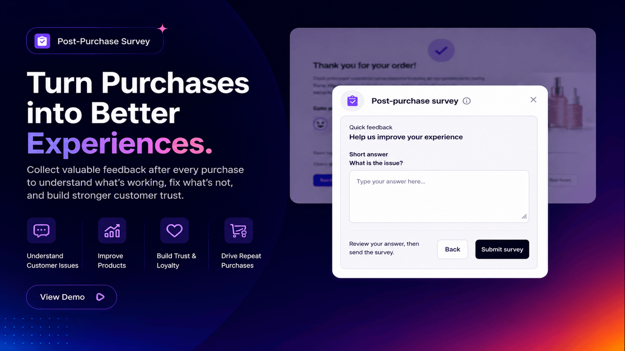 Surveys post purchase feedback customer satisfaction builder