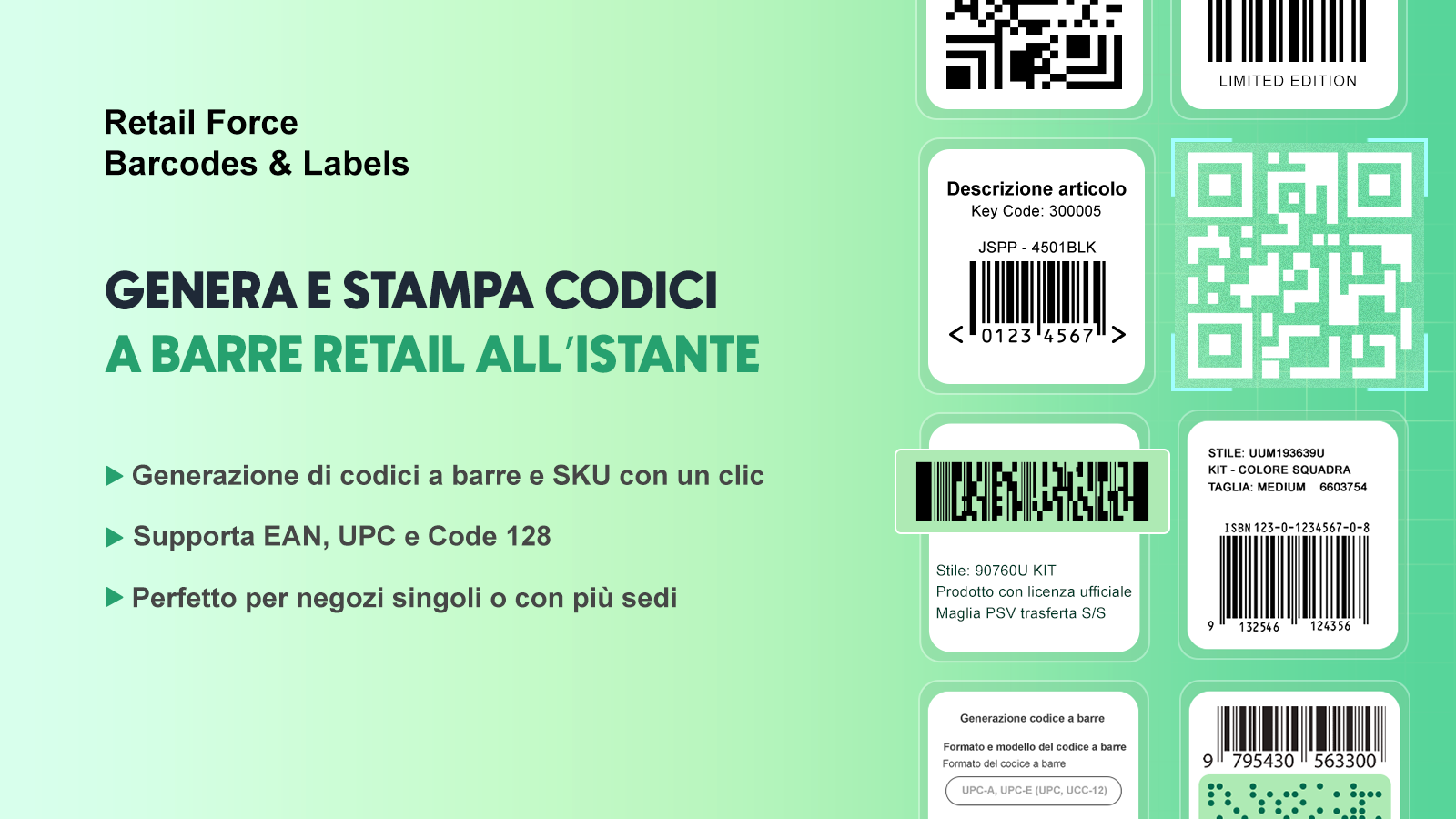 Retail Force Codici a barre & Etichette