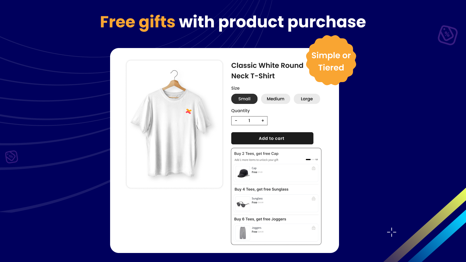 Progressive free gift with purchase and rewards bar.