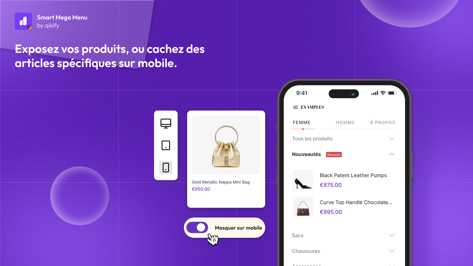 Mettez vos produits en avant, masquez-en sur mobile