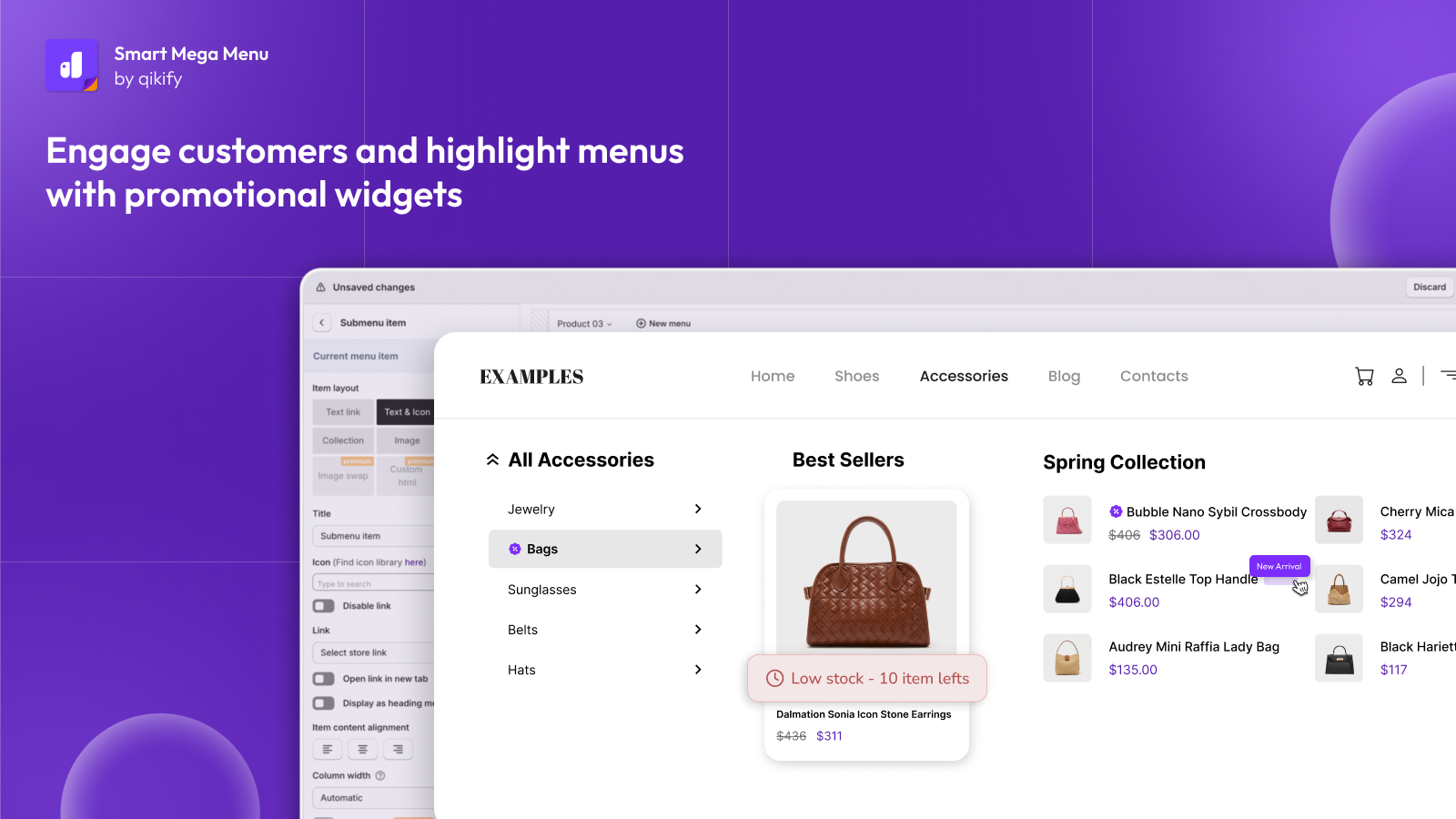 Add promotional widgets to highlight Shopify menu