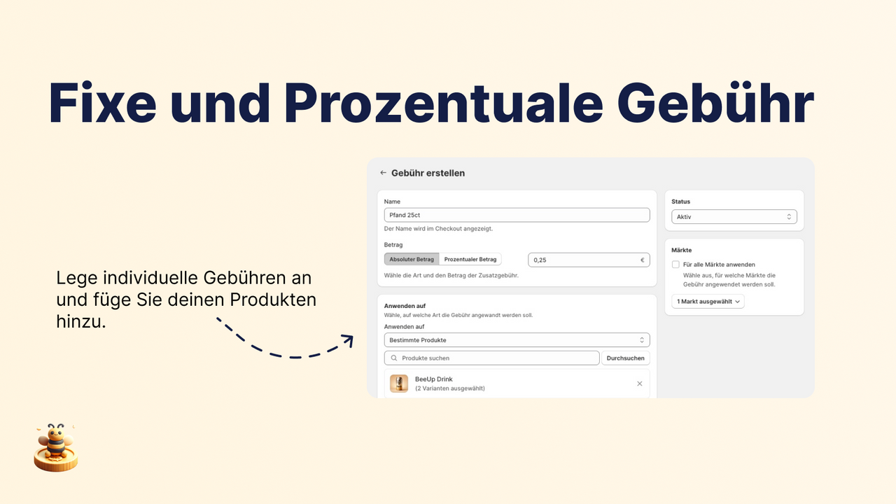 Erstellen einer Produktgebühr oder Pfand