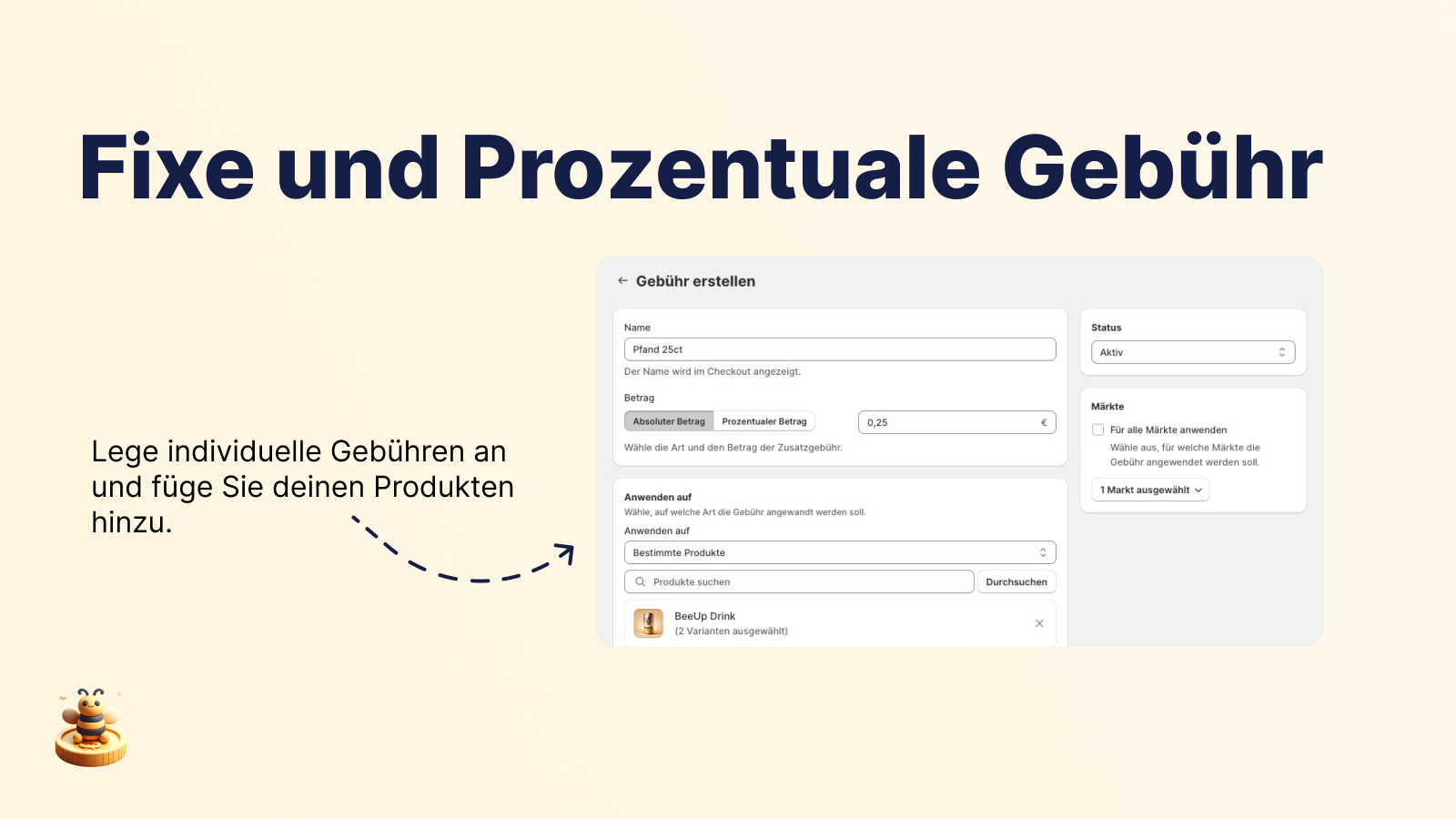 Erstellen einer Produktgebühr oder Pfand