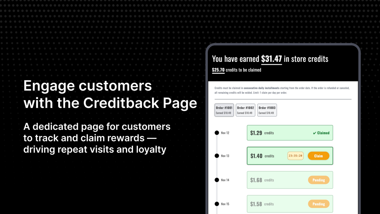 Creditback page