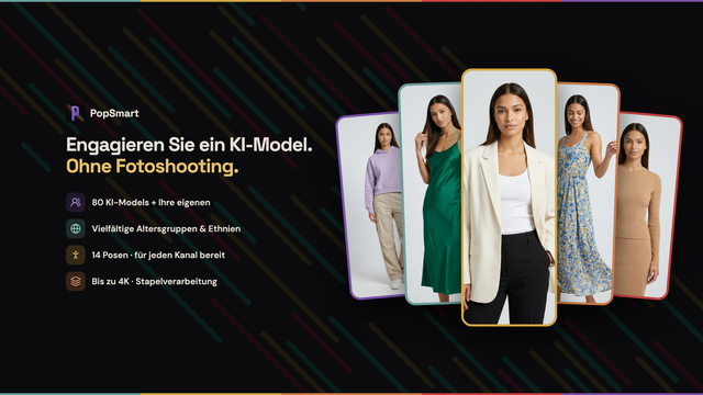 KI-Fotos eines Models in fünf Outfits