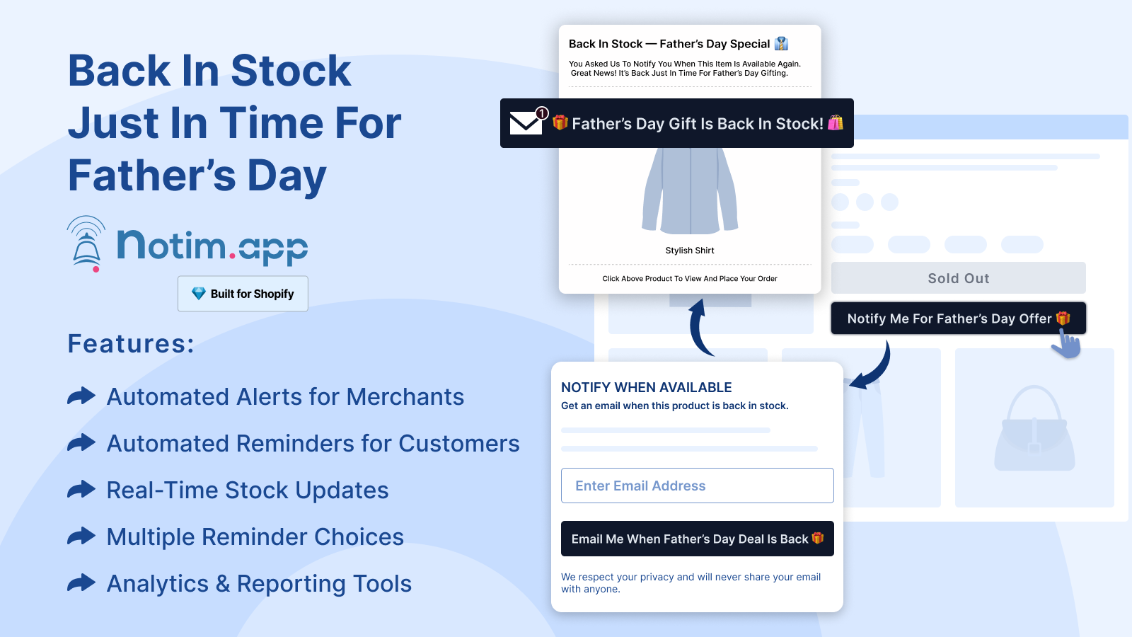 Back in Stock alerts and Out of Stock alerts - Notim