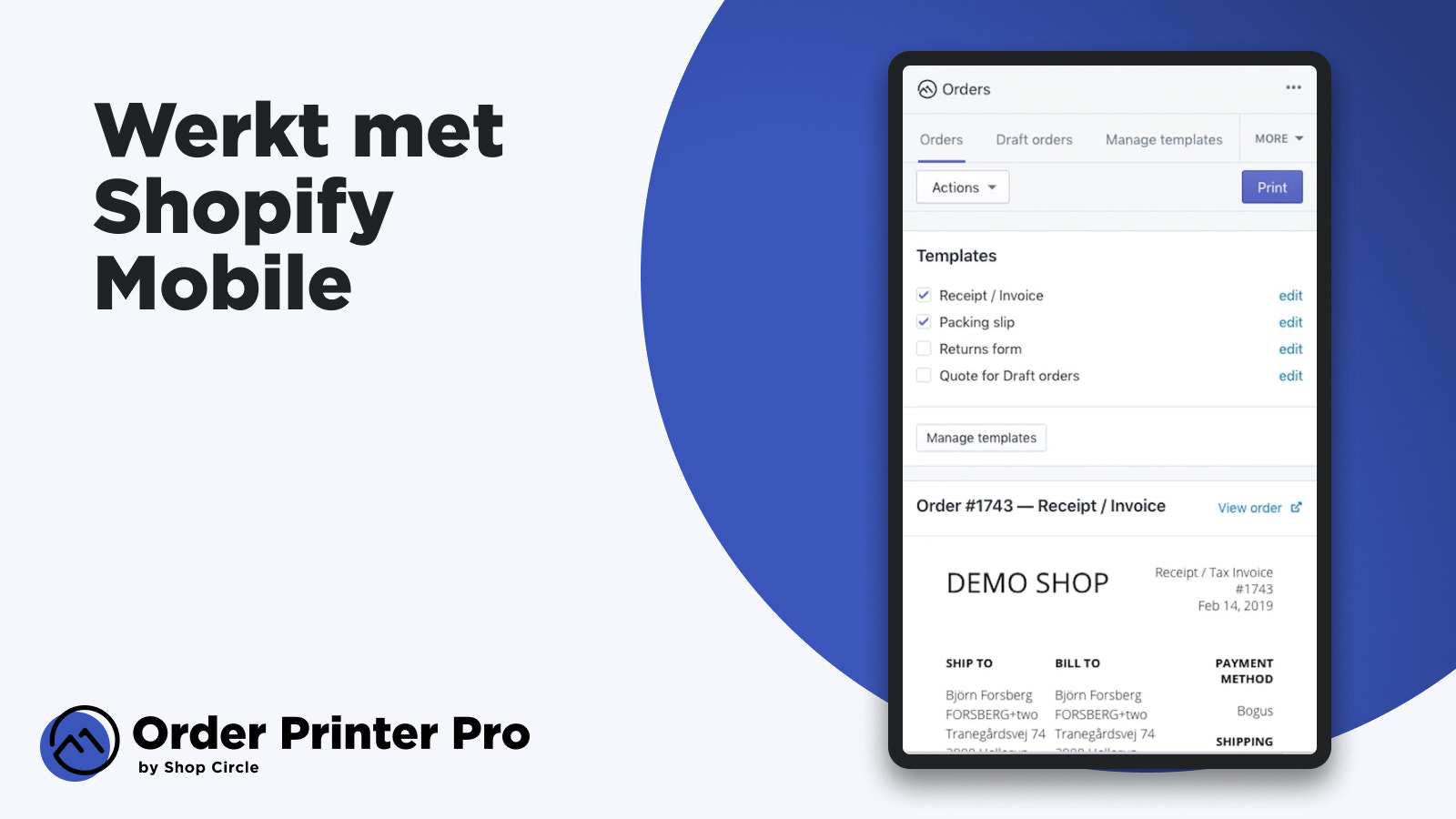 Shopify Order Printer - Print bestellingen op mobiel