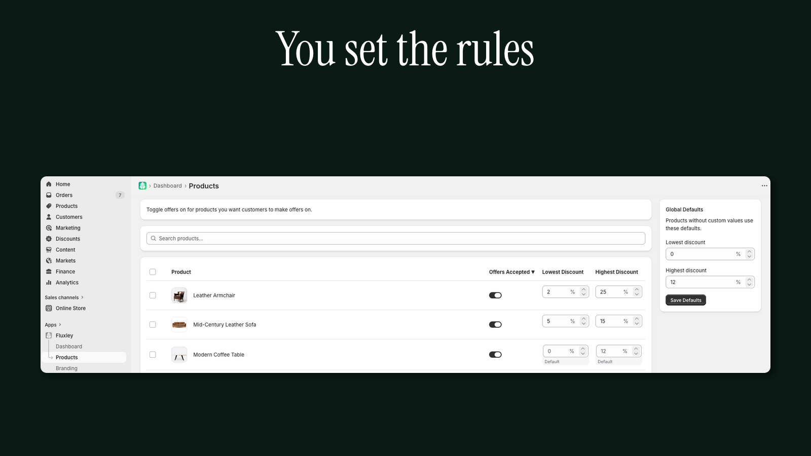 Screenshot of the Fluxly product dashboard.