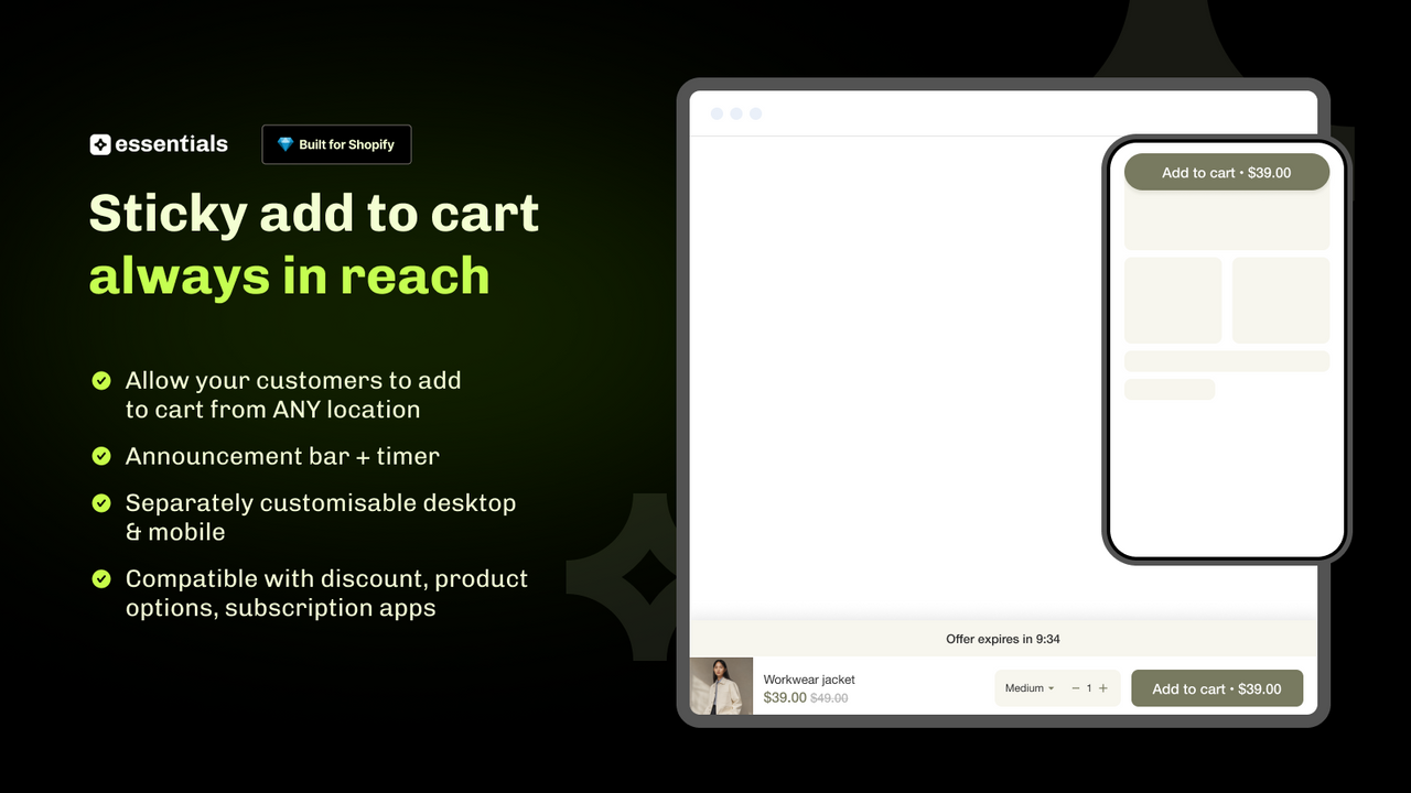 Botão sticky add to cart personalizável: desktop e mobile