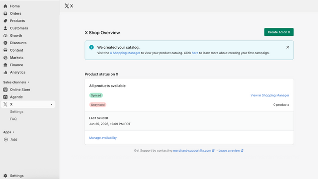 Navigate to X Shopping Manager