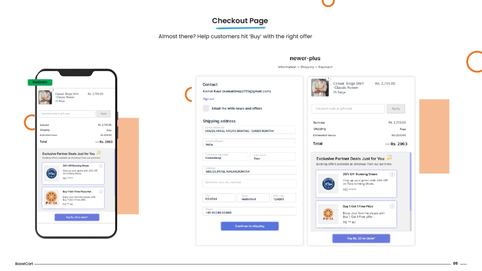 How deals look on different pages.