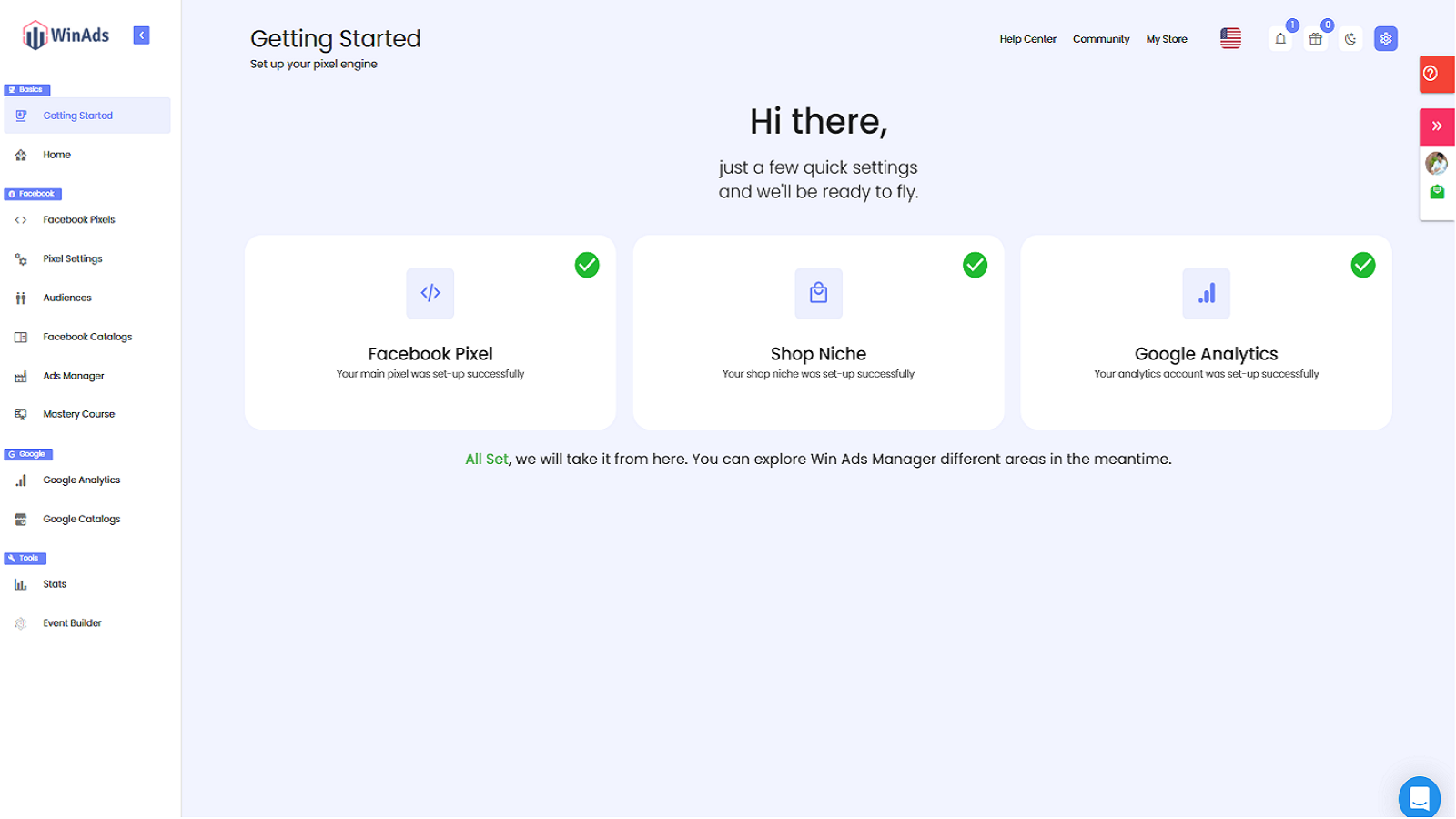 Welcome screen