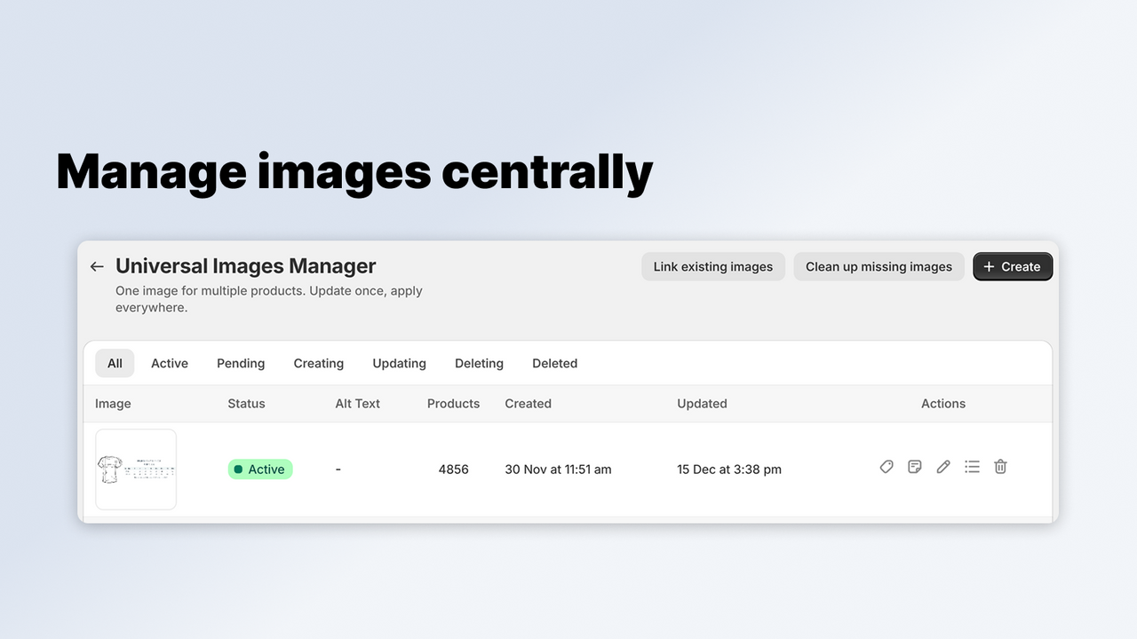 Manage shared images across multiple Shopify products