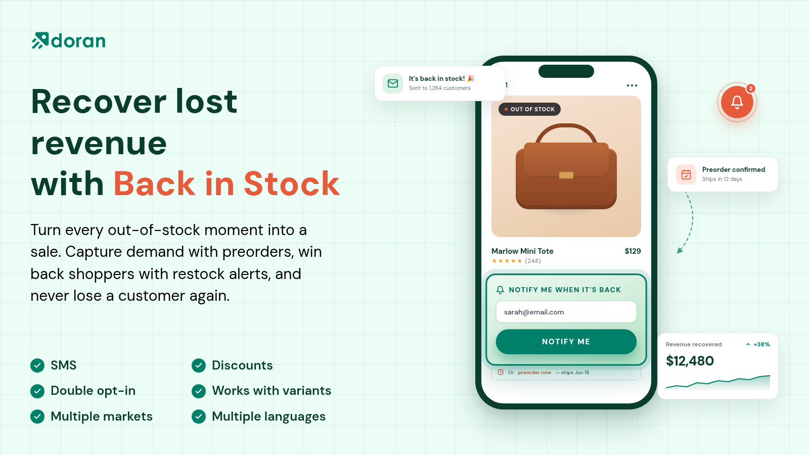 Recover lost revenue with Back in Stock