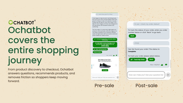 Ochatbot ai chatbot covers the entire shopping journey.