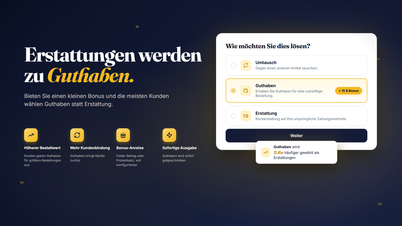 Guthaben statt Erstattung fördern
