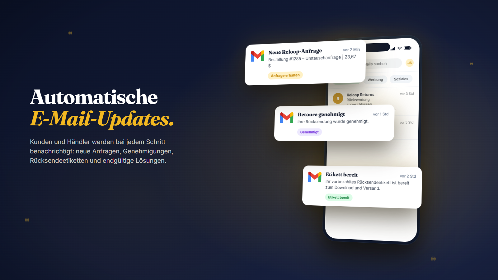 Automatische E-Mail-Updates bei jedem Status