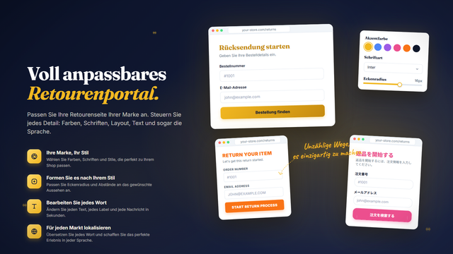 Vollständig anpassbares Retourenportal mit mehrsprachiger Unters