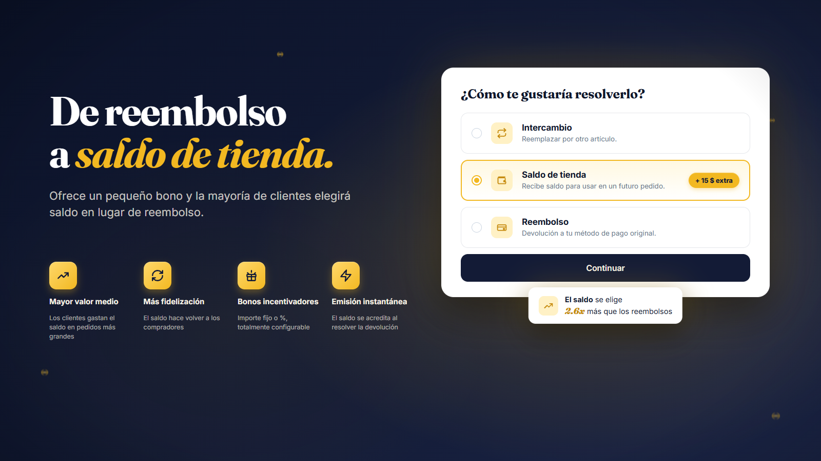 Incentiva el saldo en lugar del reembolso