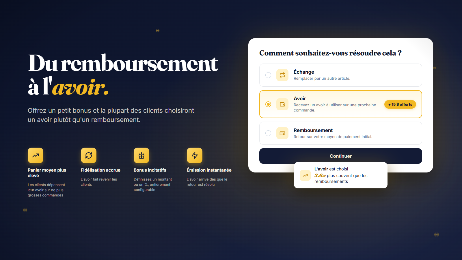 Encouragez l'avoir plutôt que le remboursement