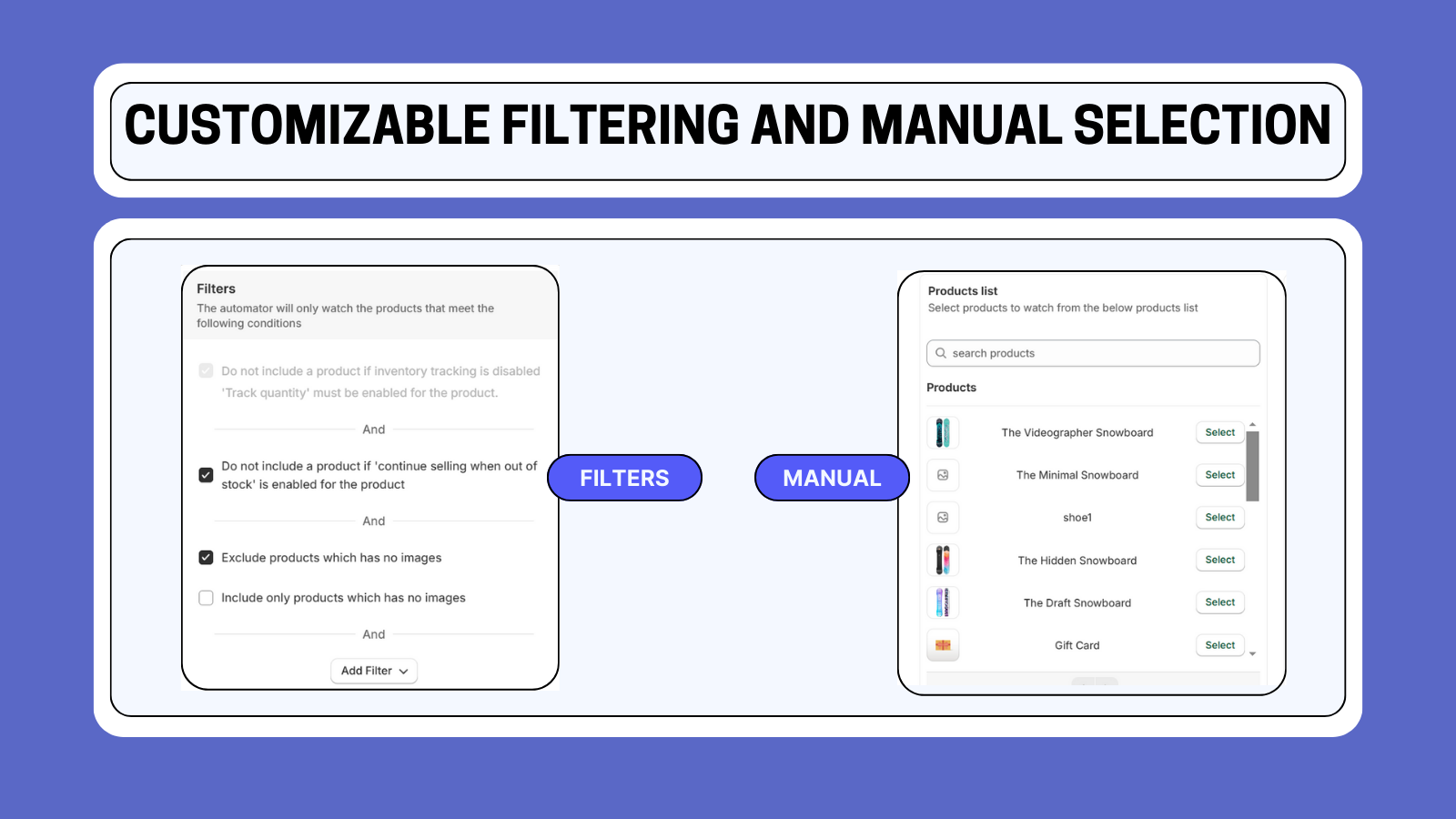 manually select products