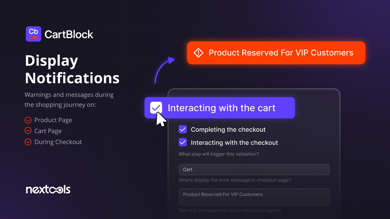 CartBlock display notifications