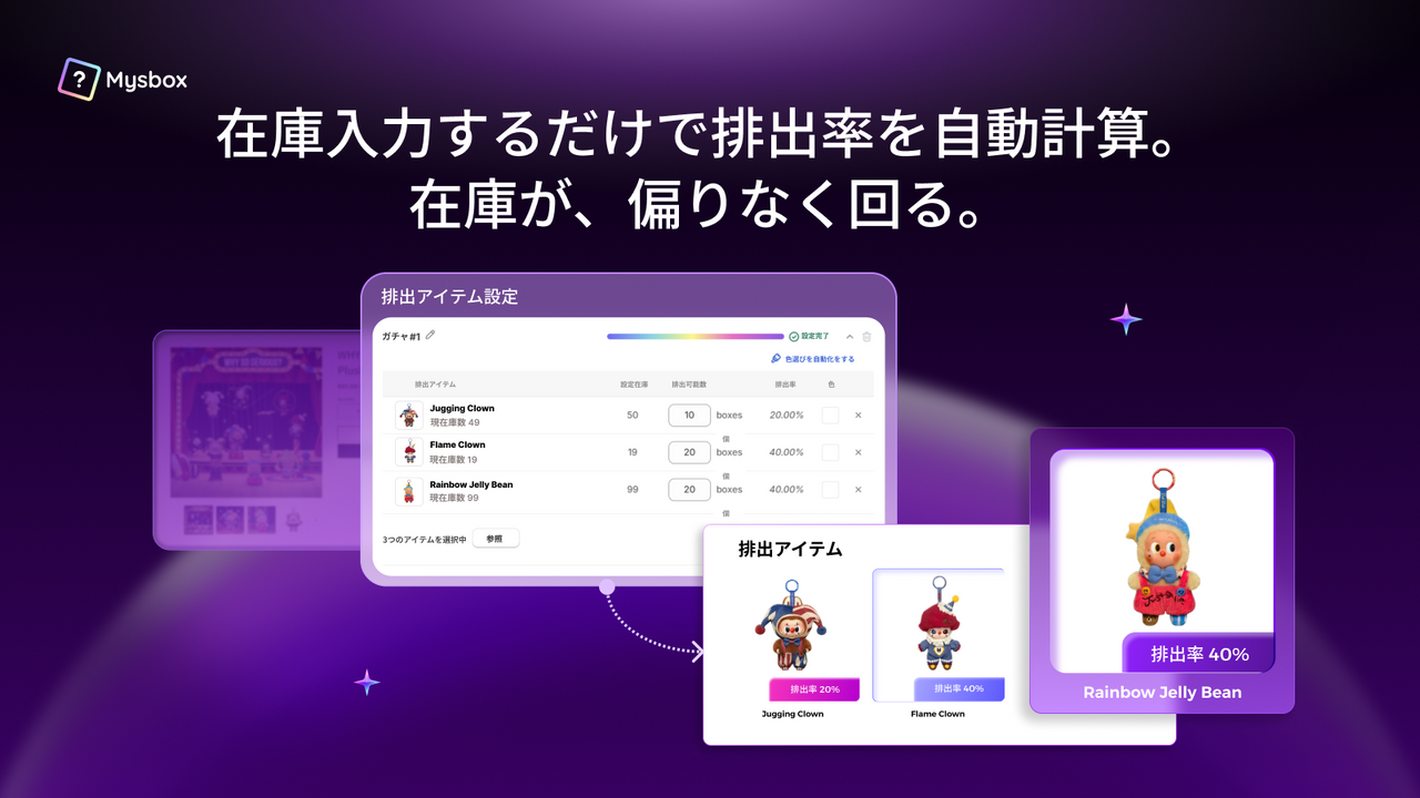 排出率自動計算機能のガチャ設定画面