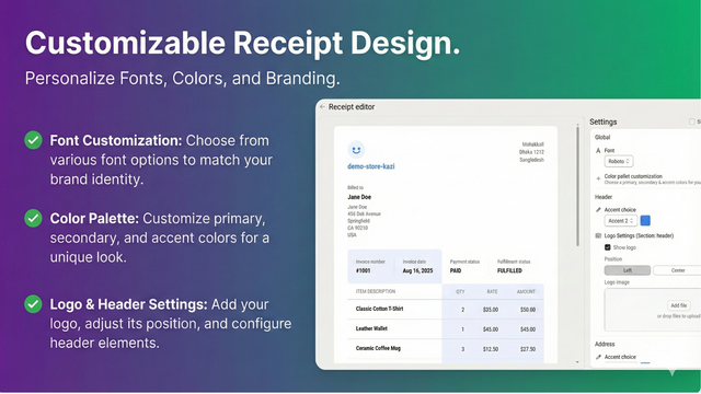 Customize invoice with your branding