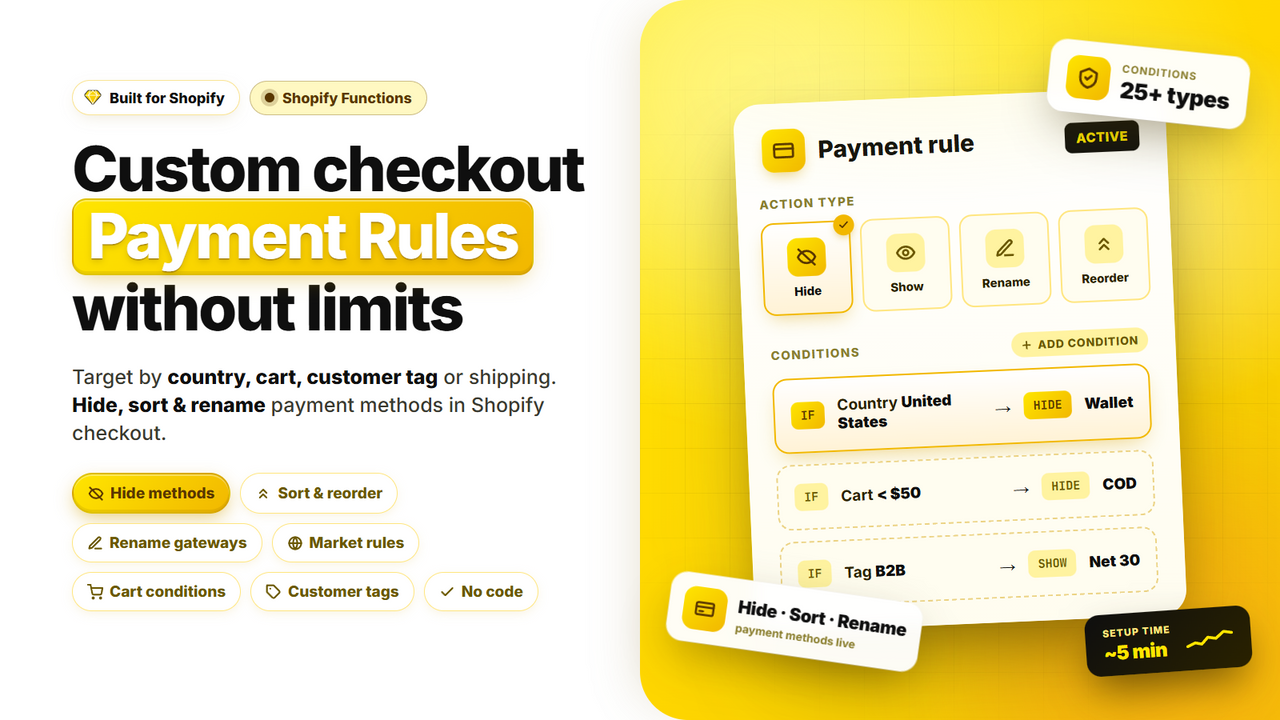 Hide, sort or rename payments methods on your store