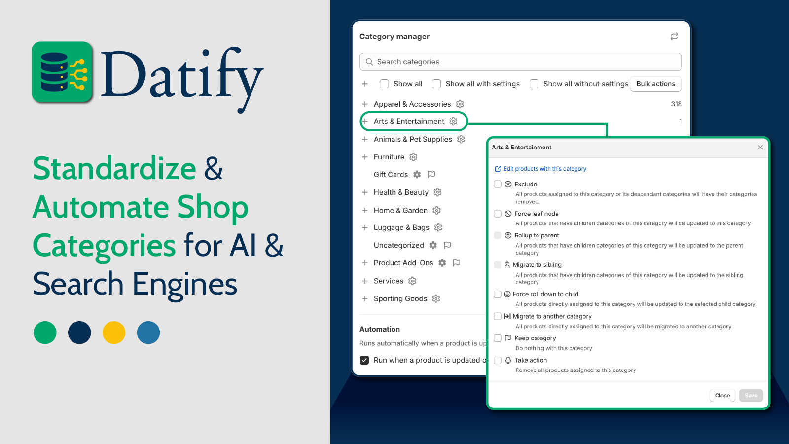Automate product category assignments with the category manager
