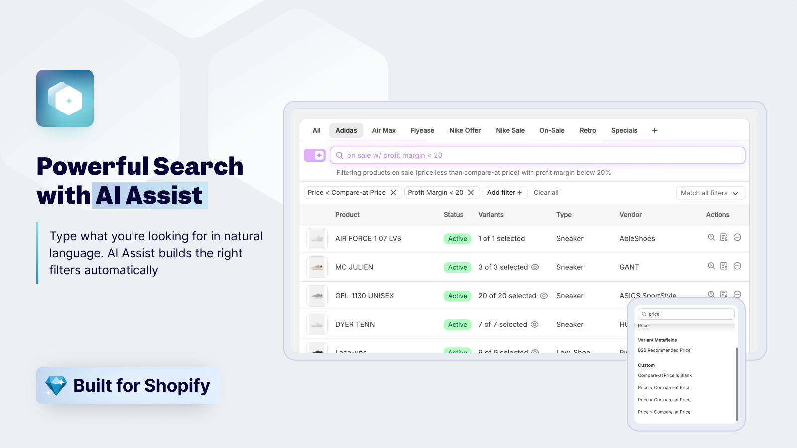 Powerful search with AI assist