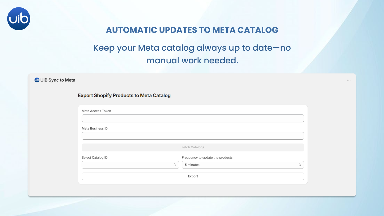 One-click export to Meta catalog